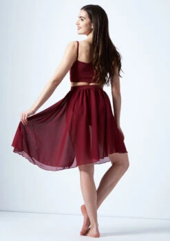 Move Dance Eris Asymmetric Lyrical Half Skirt -Dance Costume Store mo r0020 move dance eris asymmetric lyrical half skirt red back 60750.1678884614
