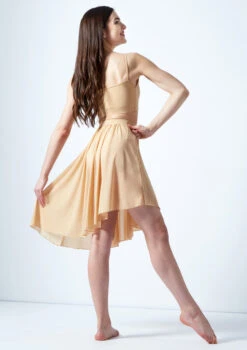 Move Dance Eris Asymmetric Lyrical Half Skirt -Dance Costume Store mo r0020 move dance eris asymmetric lyrical half skirt tan back 57090.1678884615