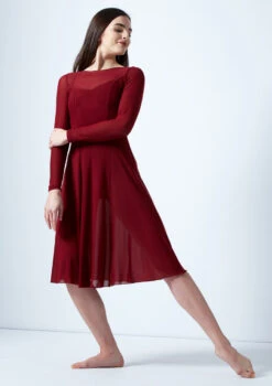 Move Dance Dione Long Sleeve Lyrical Dress -Dance Costume Store mo r0218 move dance dione long sleeve lyrical dress red front 64635.1678884650