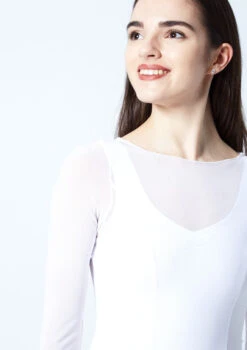 Move Dance Dione Long Sleeve Lyrical Dress -Dance Costume Store mo r0218 move dance dione long sleeve lyrical dress white front no1 95551.1678884651