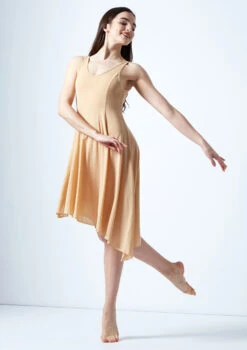 Move Dance Cressida Scoop Lyrical Dress -Dance Costume Store mo r0220 move dance cressida scoop lyrical dress tan front no1 56114.1678884657