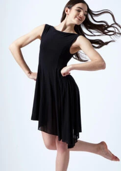 Move Dance Pandora Asymmetric Lyrical Dress -Dance Costume Store mo r0221 move dance pandora high neck lyrical dress black front thumbnail T 74150.1691199194