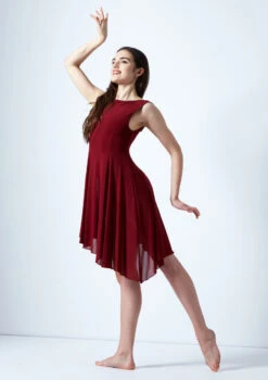 Move Dance Pandora Asymmetric Lyrical Dress -Dance Costume Store mo r0221 move dance pandora high neck lyrical dress red front 52277.1678884660