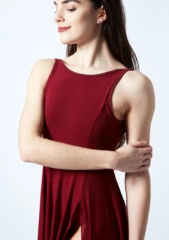 Move Dance Larissa High Split Lyrical Dress -Dance Costume Store mo r0222 move dance larissa high split lyrical dress red front no1 88684.1678884660