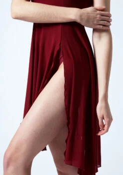 Move Dance Larissa High Split Lyrical Dress -Dance Costume Store mo r0222 move dance larissa high split lyrical dress red front no2 00367.1678884661