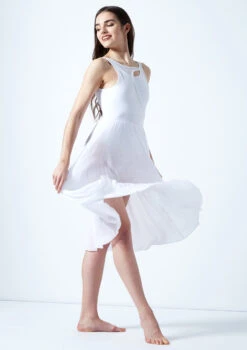 Move Dance Thalassa Cut Out Lyrical Dress -Dance Costume Store mo r0223 move dance thalassa cut out lyrical dress white front 90876.1678884664