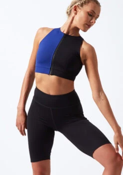 Move Dance Envision Zip Front Crop Top -Dance Costume Store mo z0603 move dance envision zip front crop top blue front thumbnail T 01791.1696981188
