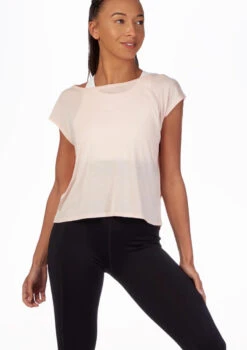 Move Dance Mesh Back Dance T Shirt -Dance Costume Store mo z0607 move mesh back dance t shirt pink front thumbnail no1 T 45354.1696981188