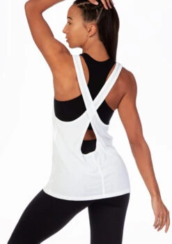 Move Dance Cross Back Dance Top -Dance Costume Store mo z0610 move cross back dance top white back thumbnail T 45245.1696981188
