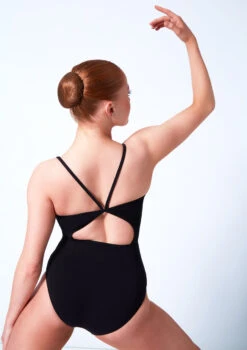 Move Dance Piper Open Back Camisole Leotard -Dance Costume Store mol0173 black close up front 37339.1678884029