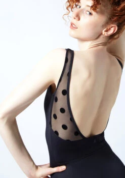 Move Dance Maeve V-Back Leotard -Dance Costume Store mol0657 black close up back 1 09289.1678884271