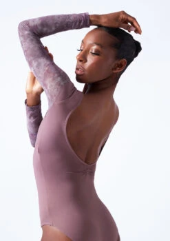 Move Dance Brizo Long Sleeve Leotard -Dance Costume Store mol0665 orchid pink close up back 48561.1683070095