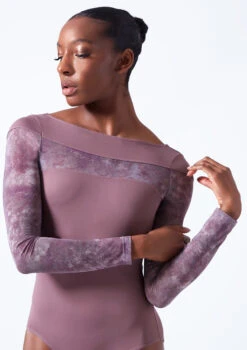 Move Dance Brizo Long Sleeve Leotard -Dance Costume Store mol0665 orchid pink close up front 1 19779.1683070095