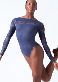 Move Dance Brizo Long Sleeve Leotard -Dance Costume Store mol0665 petrol blue front t 09180.1698711846