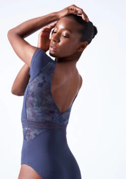 Move Dance Kalpana Cap Sleeve Leotard -Dance Costume Store mol0670 petrol blue close up back 21980.1683070122