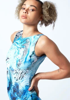 Move Dance Celeste Low Back Leotard Bodysuit - Pacific -Dance Costume Store mol0911 pac close up front 1 79361.1678884349