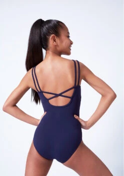 Move Dance Kamila Teen Cross Back Leotard -Dance Costume Store mol5119 navy close up back 66437.1683933612