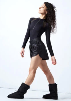 Move Dance Nichelle Heat Retention Short -Dance Costume Store mop0411 black front 2 22003.1678884531