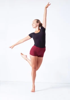 Move Dance Sasha Rolltop Dance Shorts -Dance Costume Store mor0009 burgundy front 1 32862.1687216789