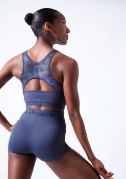 Move Dance Lotus Dance Shorts -Dance Costume Store mor0643 petrol blue close up back 12894.1683070406