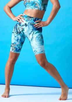 Move Dance Nebula High Waisted Cycling Shorts - Pacific 9 Move Dance Nebula High Waisted Cycling Shorts - Pacific -Dance Costume Store mor0907 pac front 2t 31498.1686178262