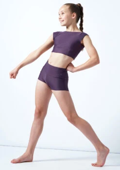 Move Dance Teen Carina High Waisted Dance Shorts -Dance Costume Store mor5811 grape front 1 25466.1678884780
