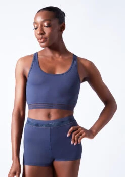 Move Dance Sovanna Crop Top 17 Move Dance Sovanna Crop Top -Dance Costume Store mos0601 petrol blue close up front 46621.1683070441