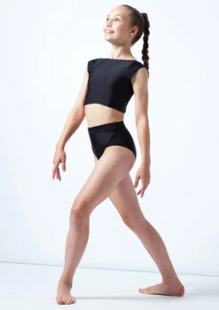 Move Dance Teen Amelia Cap Sleeve Crop Top -Dance Costume Store mos5831 blk front 1 50241.1678884829