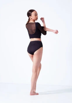 Move Dance Athena Mesh Crop Top -Dance Costume Store moz0038 black back 02644.1681806972