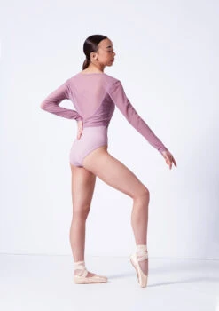 Move Dance Bella Mesh Tie Front Top -Dance Costume Store moz0040 frenchmauve back 73338.1681806973