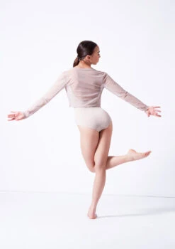 Move Dance Bella Mesh Tie Front Top -Dance Costume Store moz0040 latte back 22943.1681806972