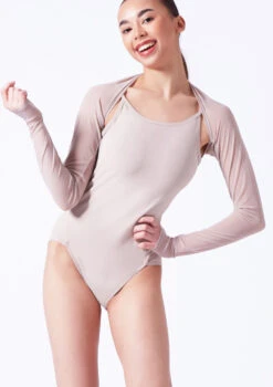 Move Dance Quinn Mesh Shrug -Dance Costume Store moz0041 latte front t 14324.1690450568