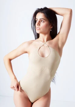 Move Dance Serena Seamless Bodysuit -Dance Costume Store moz0510 sand close up front 2edit 09701.1690413313