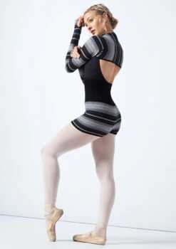 Move Dance Orchid Striped Knit Dance Shrug -Dance Costume Store moz0707 gry back 1 92793.1678885097