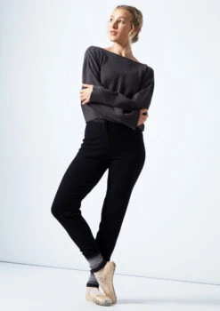 Move Dance Charm Ribbed Knit Cropped Dance Jumper -Dance Costume Store moz0709 gry front 2 04347.1678885105