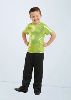 Weissman Metallic Crewneck Shirt -Dance Costume Store wn 6670 weissman metallic crewneck shirt green front no2 34936.1678890316