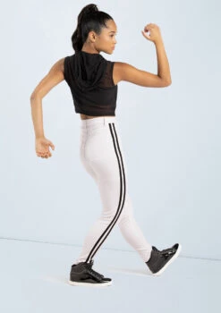 Weissman Sporty Striped Jeggings -Dance Costume Store wn14547 white 17 85707.1694563057
