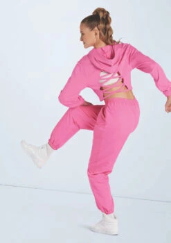 Weissman Cutout Laced Back Hoodie 10 Weissman Cutout Laced Back Hoodie -Dance Costume Store wn15283 bubblegum pink 09 80625.1694693657