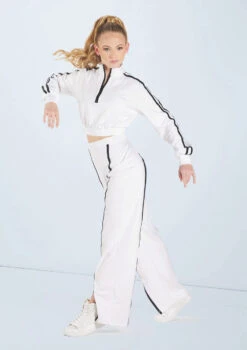Weissman French Terry Split-Front Pants -Dance Costume Store wn15426 white 49 t 53800.1698823714