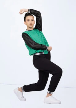 Weissman Striped Trim Varsity Jacket -Dance Costume Store wn15534 kelly 17 t 48315.1698824360