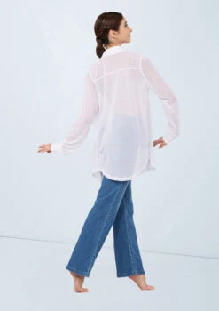 Weissman Mesh Button Down Shirt 8 Weissman Mesh Button Down Shirt -Dance Costume Store wn15559 white 1049 15094.1694697937