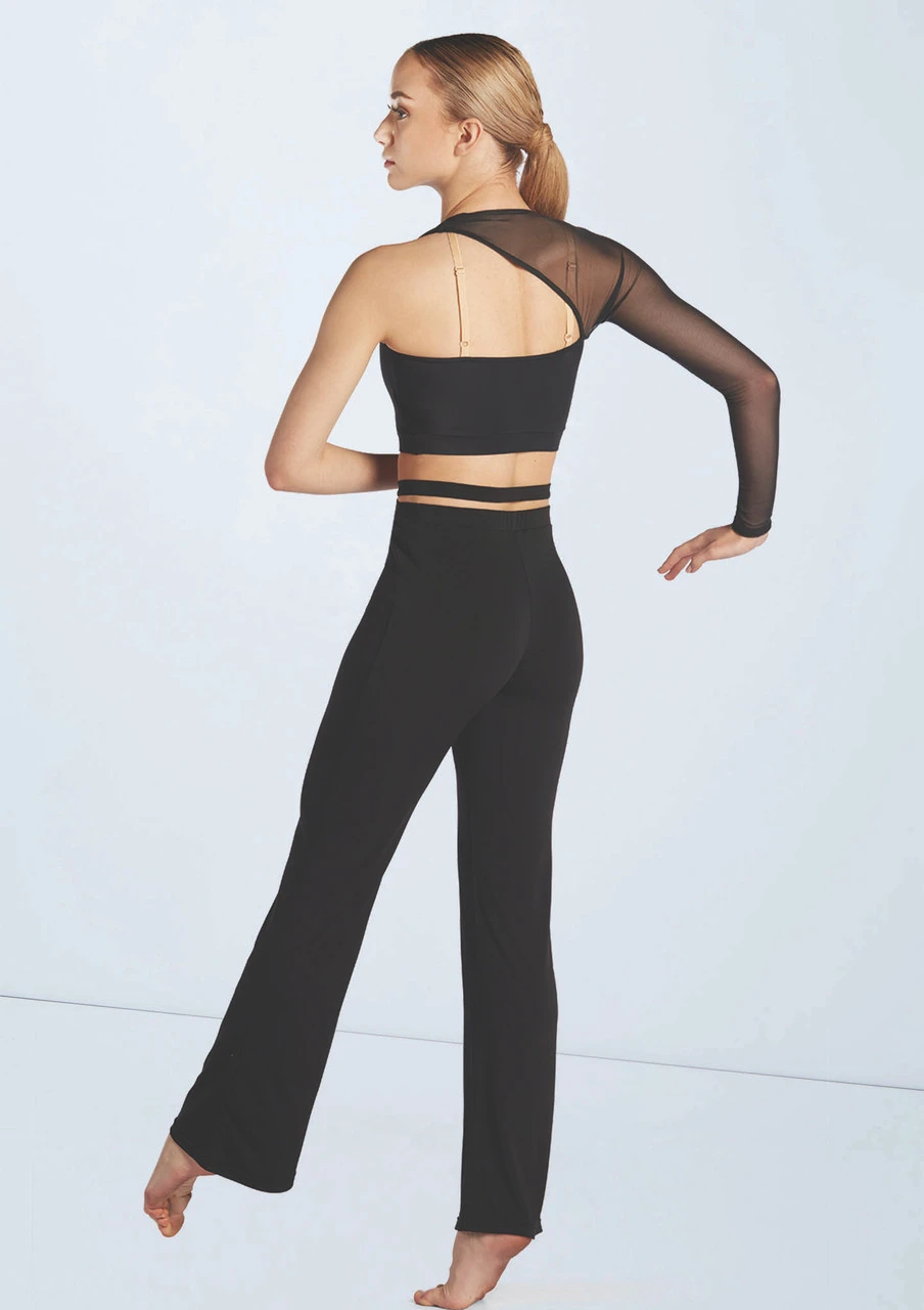 Weissman Asymmetric Mesh Sleeve Crop 2 Weissman Asymmetric Mesh Sleeve Crop - Image 2