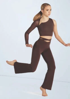 Weissman Asymmetric Mesh Sleeve Crop 11 Weissman Asymmetric Mesh Sleeve Crop -Dance Costume Store wn15598 chocolate 51 t 49726.1698825496