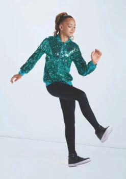 Weissman Ultra Sparkle Bomber Jacket -Dance Costume Store wn16346 emerald 1067 99027.1694919668