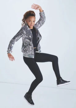 Weissman Ultra Sparkle Bomber Jacket -Dance Costume Store wn16346 silver 1078 50325.1694919668
