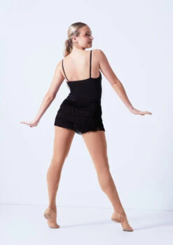 Weissman Stretch Fringe Shorts -Dance Costume Store wnmt12611 black back 09120.1678891231
