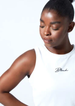 Bloch Tonal Crop Tank Top -Dance Costume Store zlw5111 white close up front 1 72796.1678926342